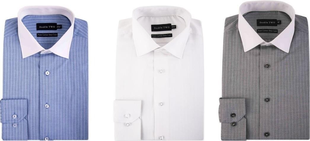 Double Two Hombre Talla Grande Algodón Puro Formal Camisa Talla 18-23, 3 Colores