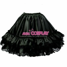 black satin/lace gothic punk Petticoat underskirt g 