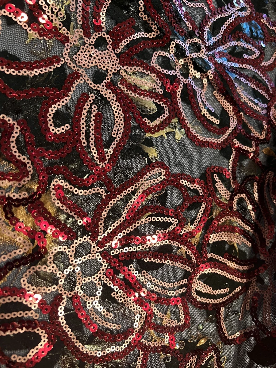 Red and 2024 gold lace fabric