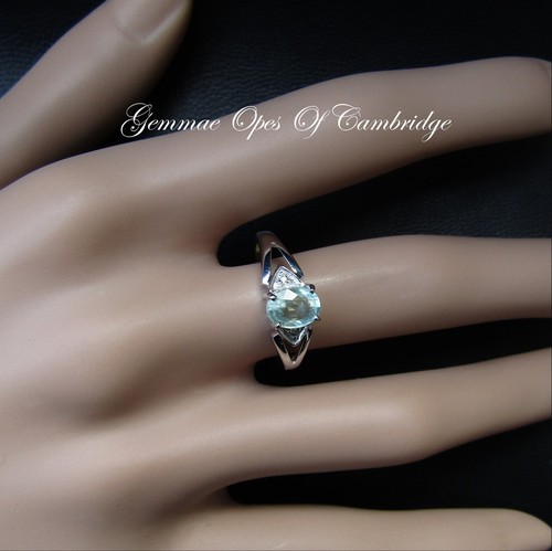 9k 9ct Gold Ring White Gold Phrenite & Topaz Size N 3.1g Hallmarked - Picture 4 of 10