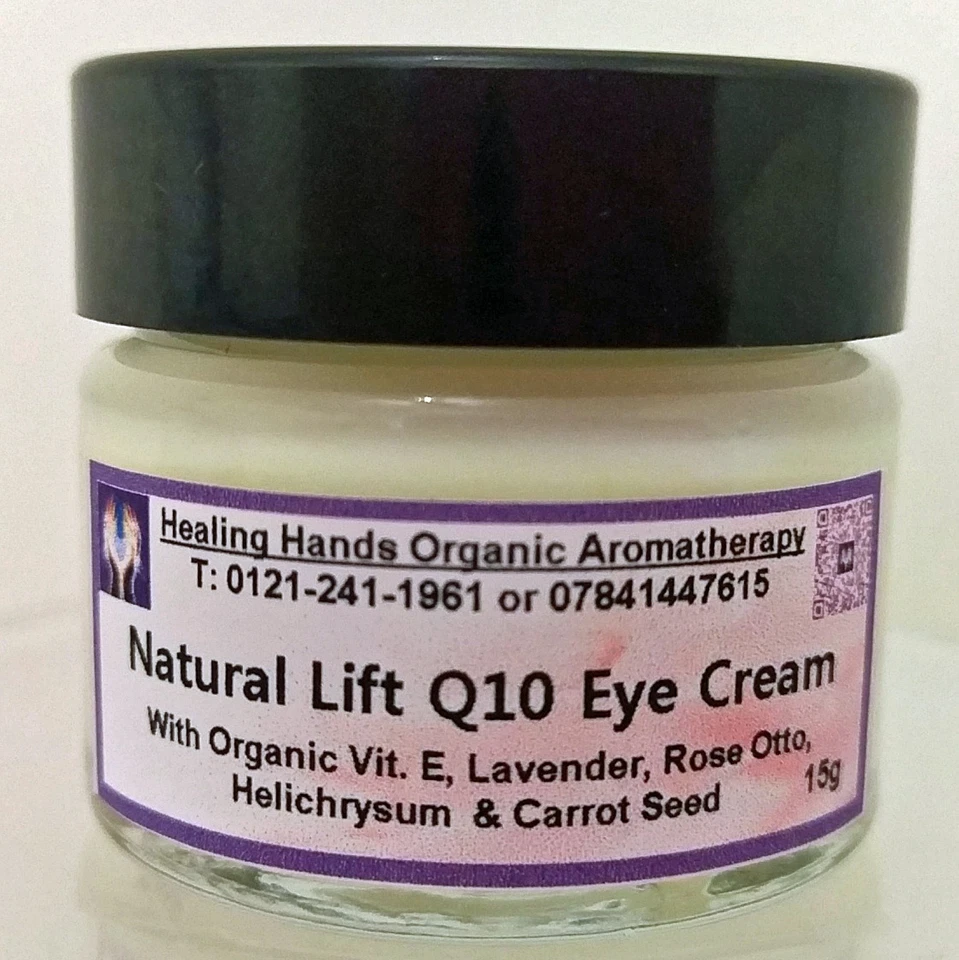 HEALING HANDS ORGANIC AROMATHERAPY Organic Aloe Uplifting Eye Cream with Co Enzyme Q10 and Collagen - 15g