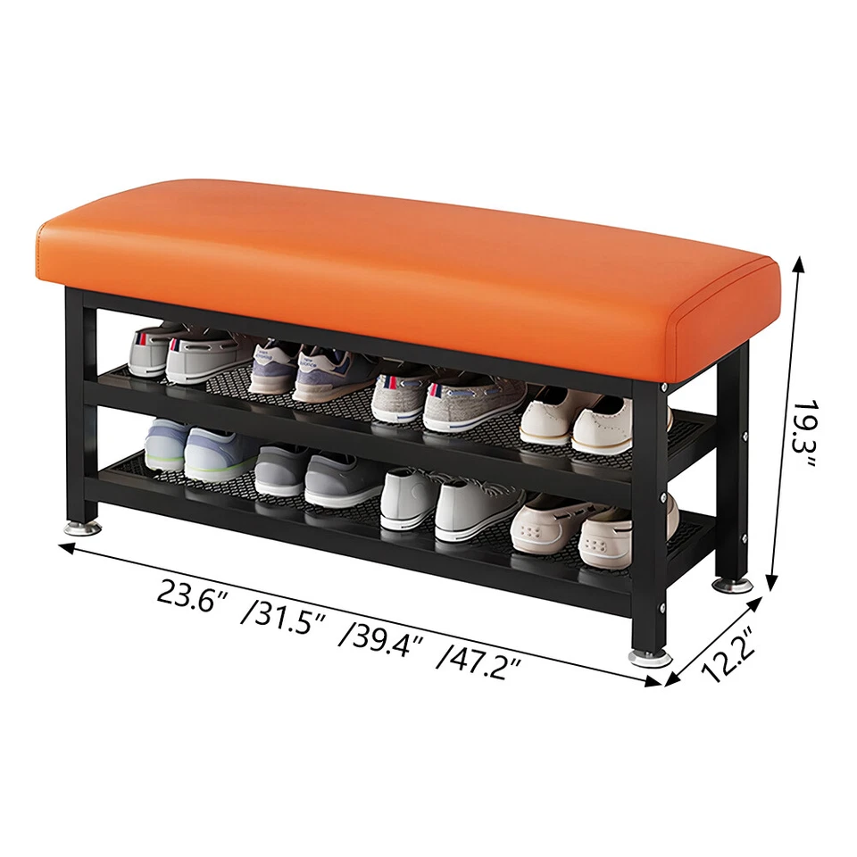 23.6 - 47.2in 2-Tier Shoe Rack Shoe Organizer Storage Bench Shoe Shelf with Seat - Image 2 of 4