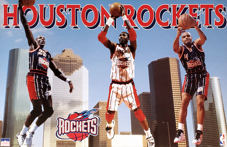 Houston Rockets SKYLINE 1997 NBA 22x34 Wall POSTER - Olajuwon