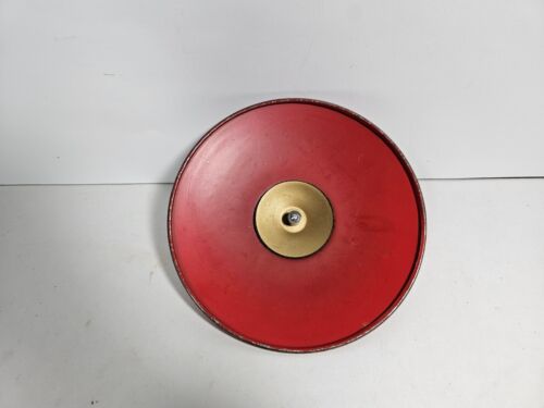 Caja con tapa perilla de metal de costura redonda roja vintage almacenamiento de nociones de mediados de siglo - Imagen 9 de 9