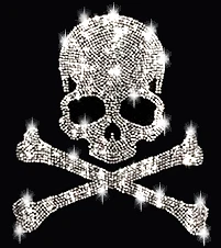 XL Strasssteine Totenkopf Skull Pirat Schädel Bügelbild Hotfix Applikation Beine - Bild 2 von 4