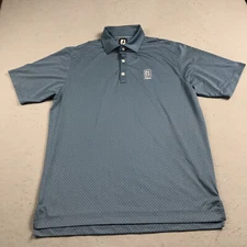 TPC Sawgrass Golf Polo Shirt Mens Large Blue Abstract Geometric Loud Performance