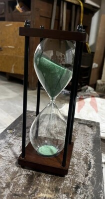 Tisch Holz Timer Sand Geschenk Sanduhr Dekor Messing Vintage Antik Maritim