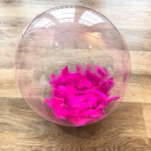 Brand New 24" Clear Bubble BoBo Round Balloons Filled With Bright Pink Feathers - Picture 1 of 2