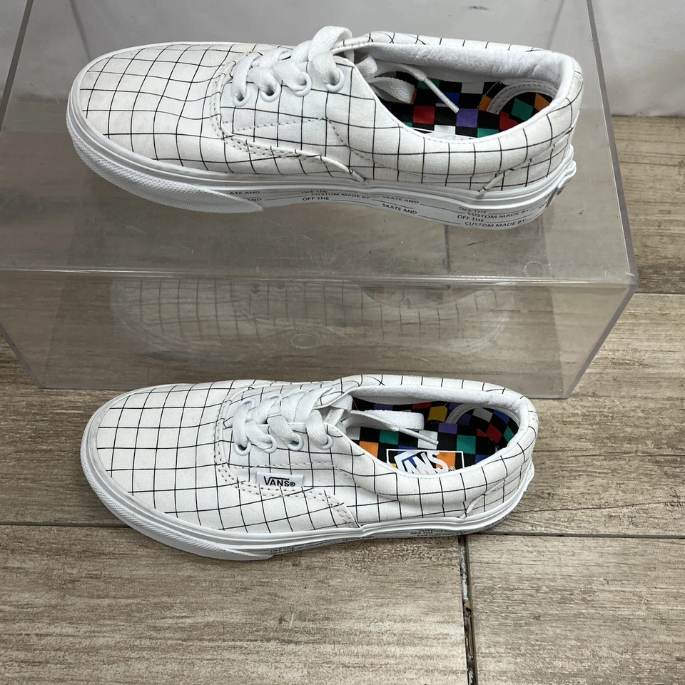 Vans Era U-Color Checkerboard White Shoes Kids Size 1 - Image 4 of 4
