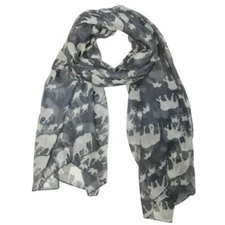Elephant Print Scarf Wrap, Grey