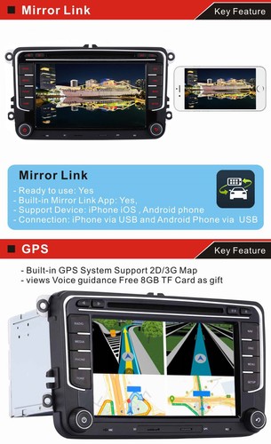 Car Radio Stereo DVD BT GPS Sat Nav Head Unit For VW Golf Touran Tiguan Passat - Picture 9 of 14