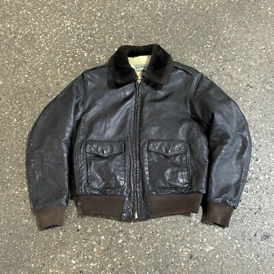 Vintage LL Bean G-1 Shearling Flight Jacket Brown Leather Vintage LL Bean G-1 Shearling Flight Jacket Brown Leather