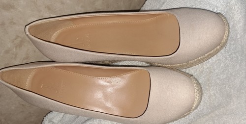 Ladies J Crew Espadrilles Seville Wedge 3 Inch Heel Shoes Beige Canvas Size 7 - Picture 5 of 10