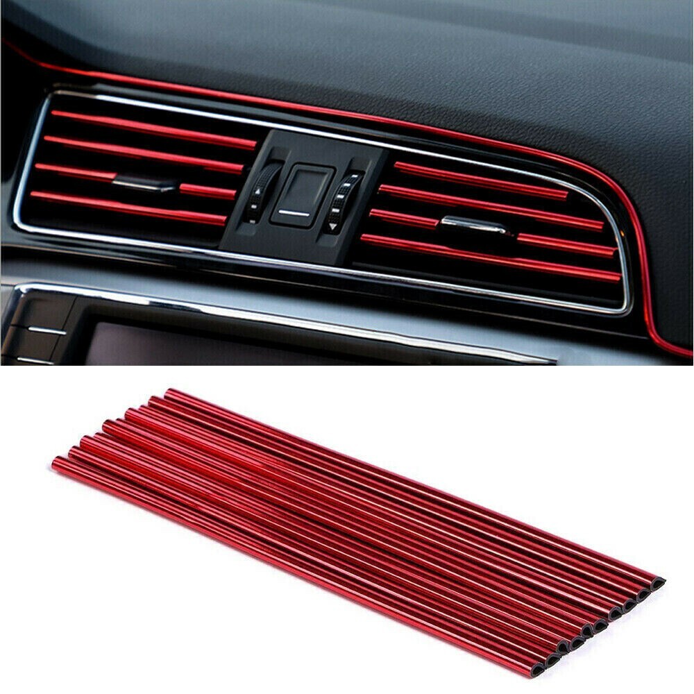 10Pcs Car Interior Air Conditioner Outlet Decoration Stripes Cover Accessories