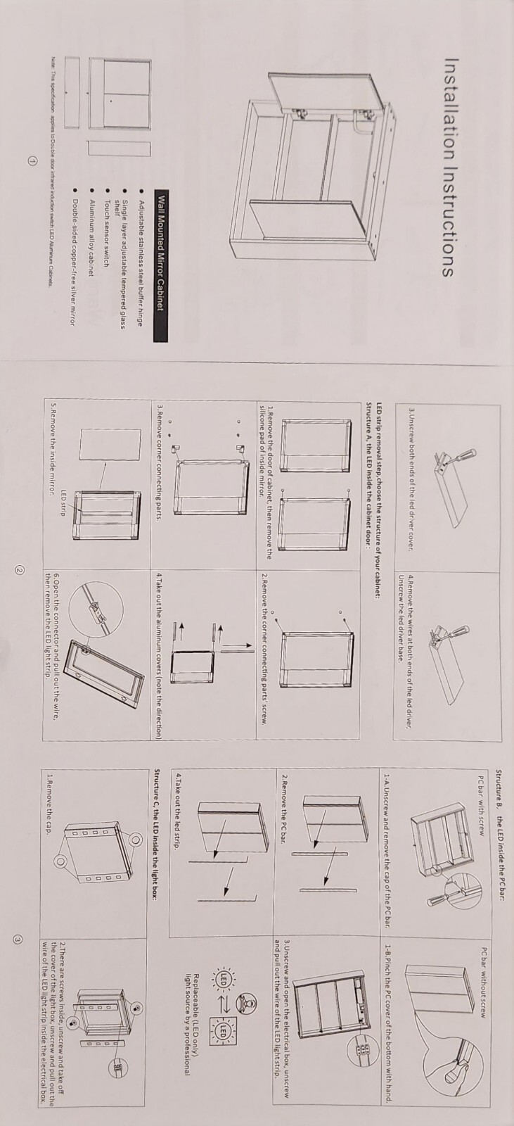 Bathroom Mirror LED Wall Mounted 700x800mm Black Demister