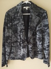 Women's Long Sleeve Solid Illusion Gray Jacket.Blazer Short Belt Closure silver 