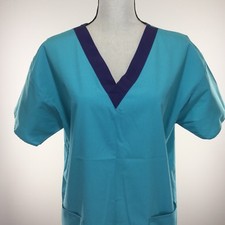 Crest Womens Scrubs Top Size Medium Light Teal Made In The USA