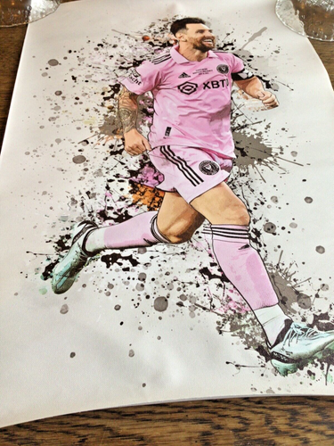 Messi Poster, Football Poster, Wall Art 16x24” vinyl canvas NEW J