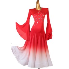 Latin Ballroom Dance Dress Modern Salsa Waltz Standard Long Dress F897 2 Colors