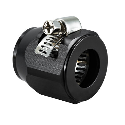 10 AN Hex Hose Finisher Fitting W/Worm Gear Clamp Fits 1/2'' Hose Aluminum BLACK