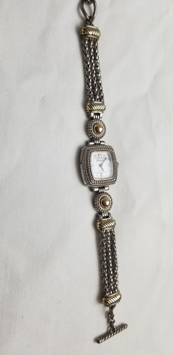 VINTAGE?BRIGHTON TUSCANY Watch Silver/Gold Band Sq Face  display picture 1