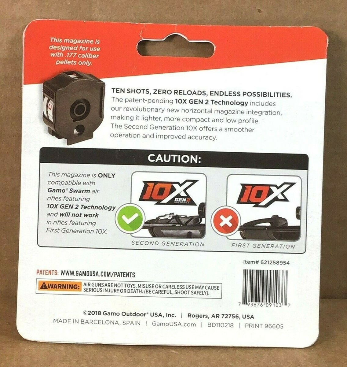 Gamo 621258954 10X GEN2 Quick-Shot Magazine .177 Cal (Swarm