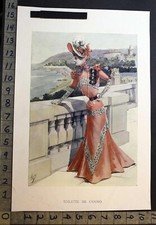 1900 WOMEN FASHION VICTORIAN EDWARDIAN CORSET GOWN TRAVEL CASINO PRINT 33767