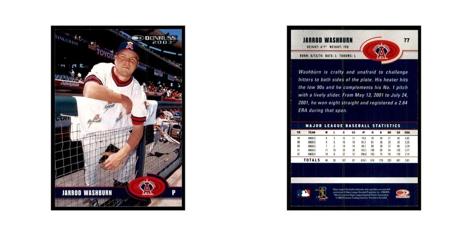 2003 Donruss Jarrod Washburn Baseball Cards #77 - Image 3 of 3