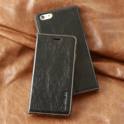 Luxury Leder Schutzhülle für Apple iPhone 7/6/6s Handy Tasche Case Cover schwarz - Picture 1 of 7