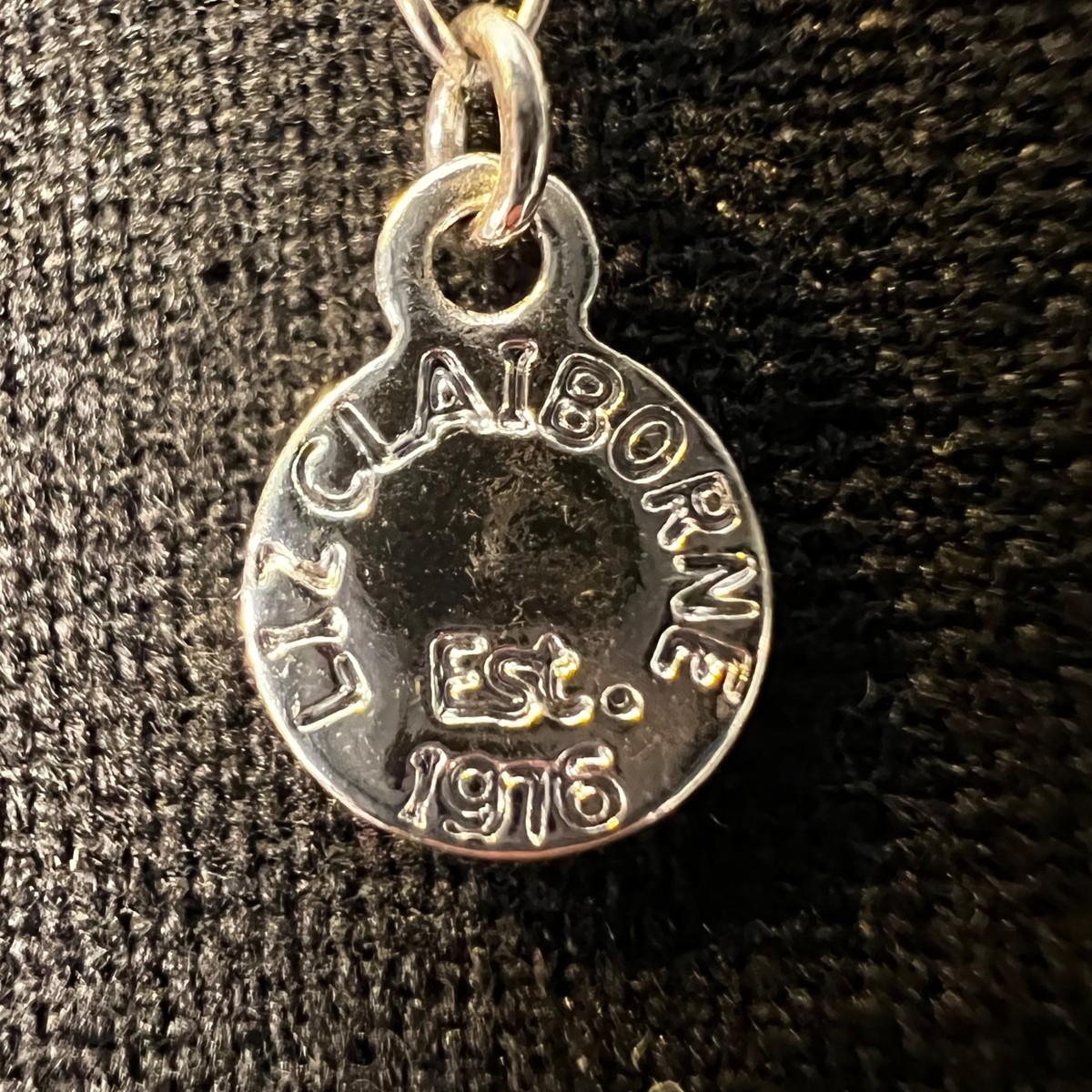 Liz Claiborne Silver Tone Collar Necklace Black 17”-19”