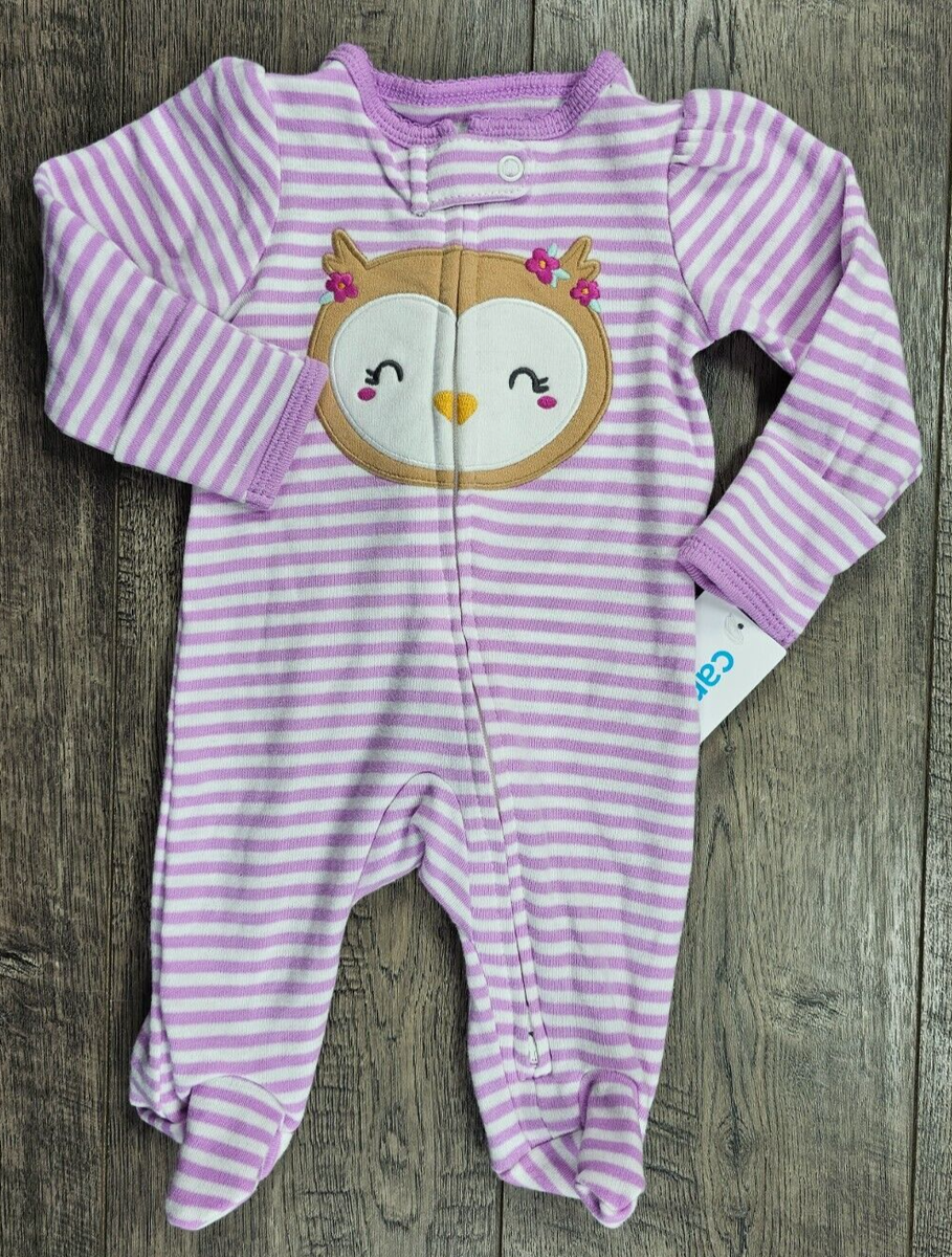 Baby Girl Clothes New Carter's Newborn Purple Owl Footed Outfit