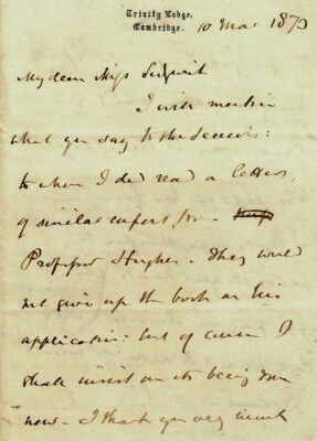 RARE!  Master of Trinity College  William Hepworth Thompson Hand Written Letter