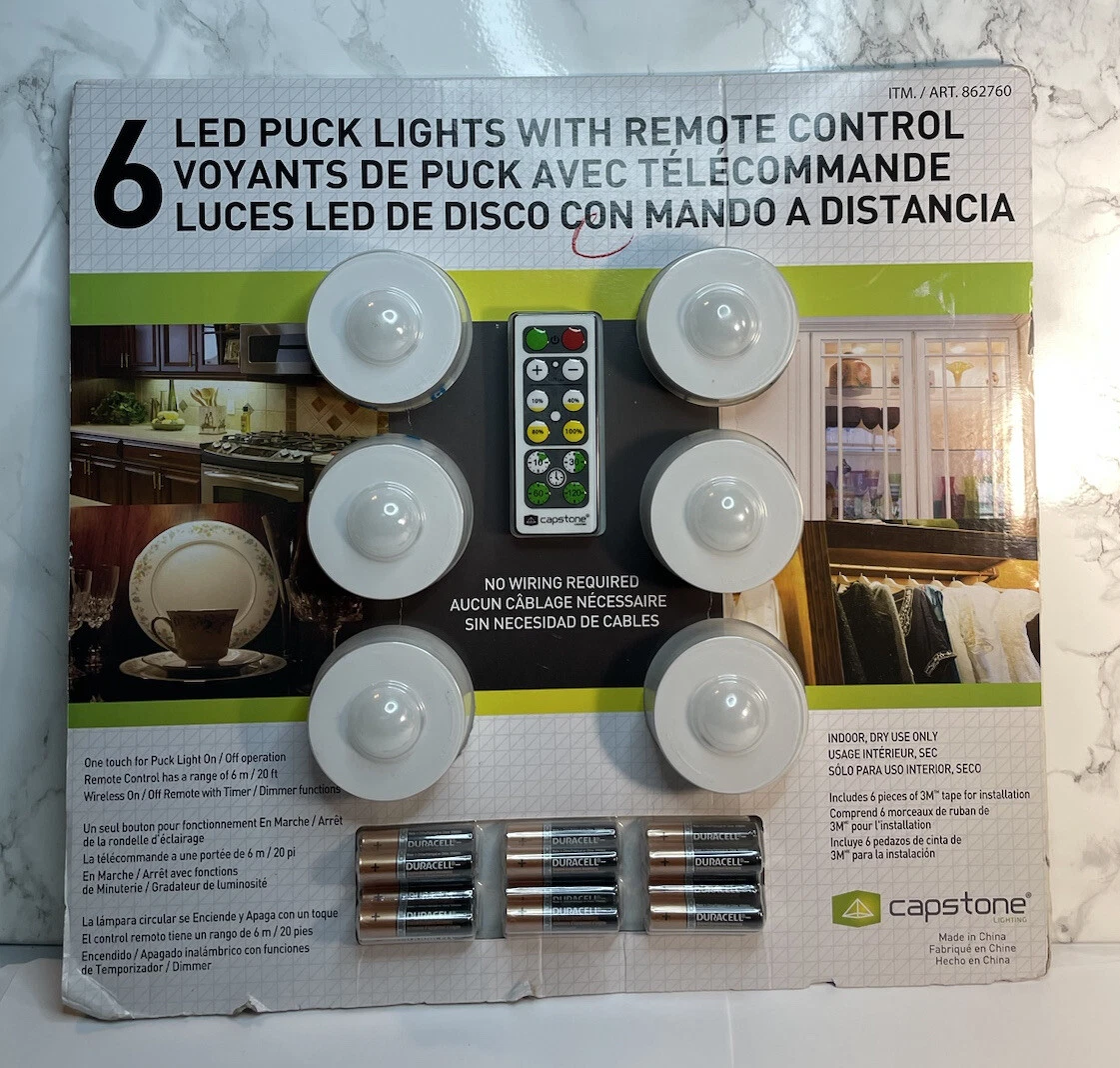 Capstone Led Puck Lights 6 Pack With Remote Control Shelly Lighting