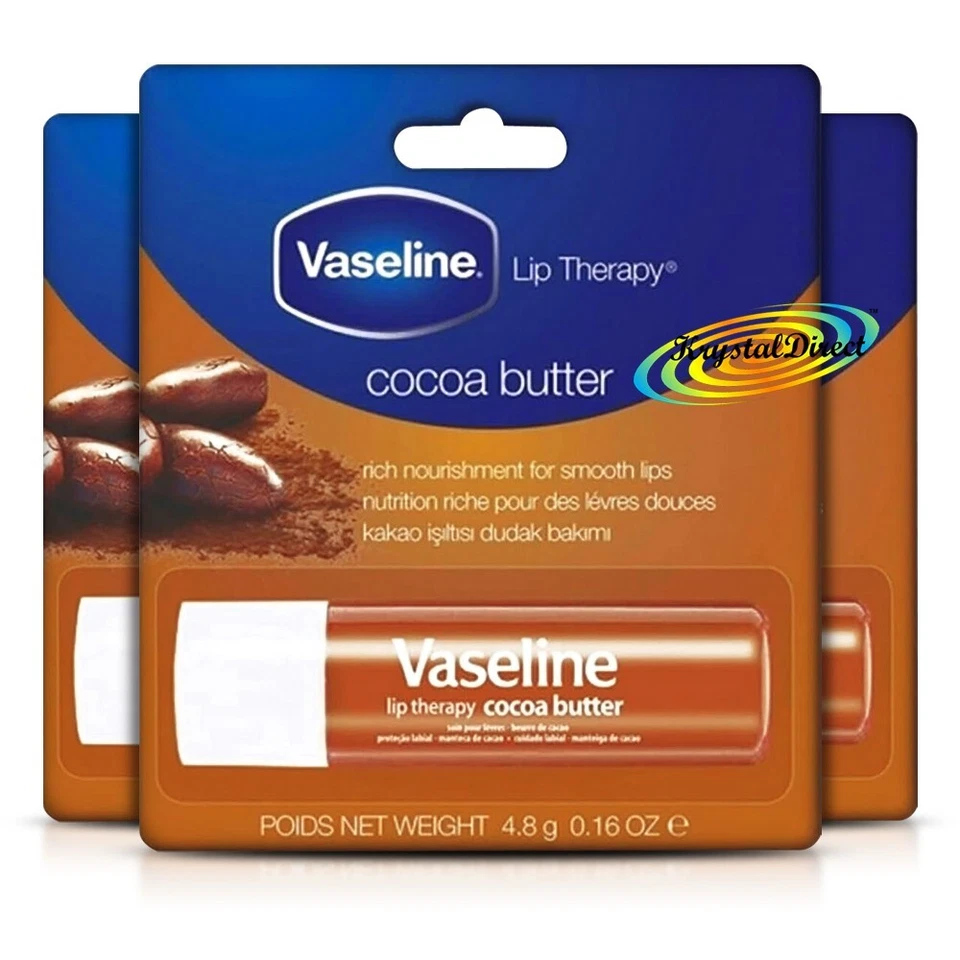 3x Vaseline Stick Brown Cocoa Butter Lip Therapy Balm 4.8g