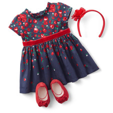 NIB American Girl Janie and Jack Wrapped In Roses Party Dress for Bitty Baby