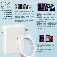140W USB-C Power Adapter Fast Charger For MacBook Pro/Air iPad Phone 14 Samsung