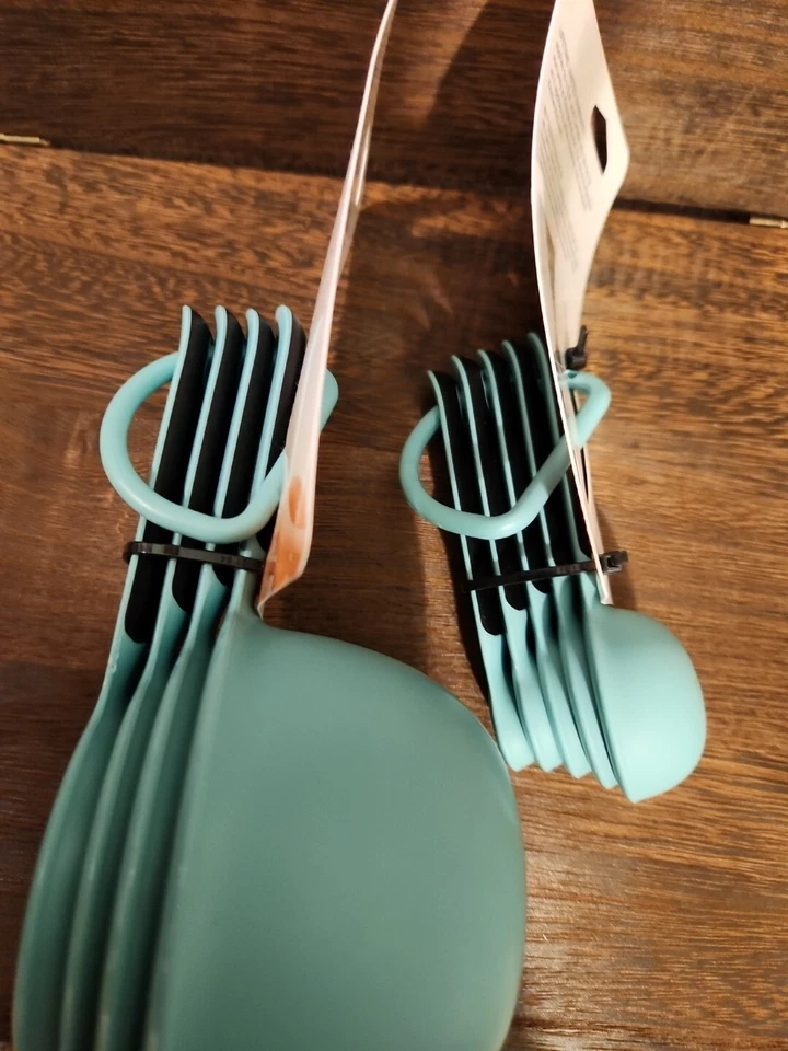 Kitchen Aid Aqua Sky 4 Measuring Cups & Set Of 5 Matching Spoon From 2020 New - Image 3 of 4