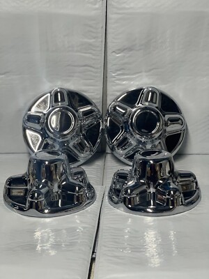 (4) Chrome Trailer Wheel Hub Cap Cover 5 lug 5 x 4.5'' pattern, cargo,camper