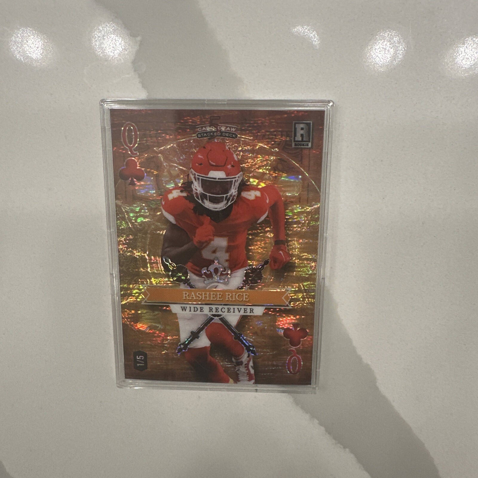 Rashee Rice RC 2023 Wild Card 5 Card Draw Stacked Deck Queen Of Hearts #’d /5