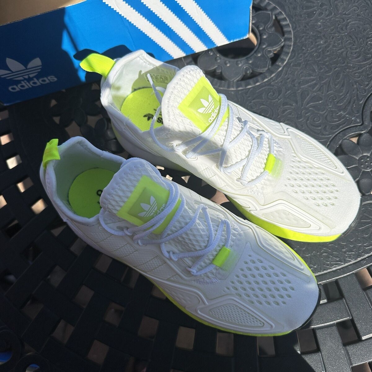 Adidas ZX 2K Boost White Solar Yellow Men's Athletic Shoes Adidas ZX 2K Boost White Solar Yellow Men's Athletic Shoes