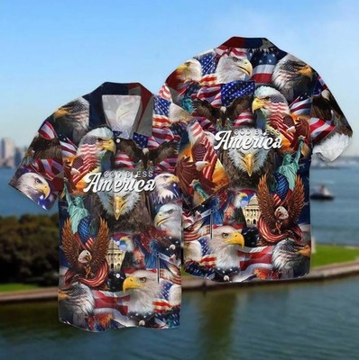 Happy 4th of July Independence Day God Bless American Hawaiian Shirt