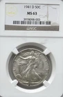 1941-D Walking Liberty Half Dollar 50C NGC MS-63 Choice BU Silver Coin #578