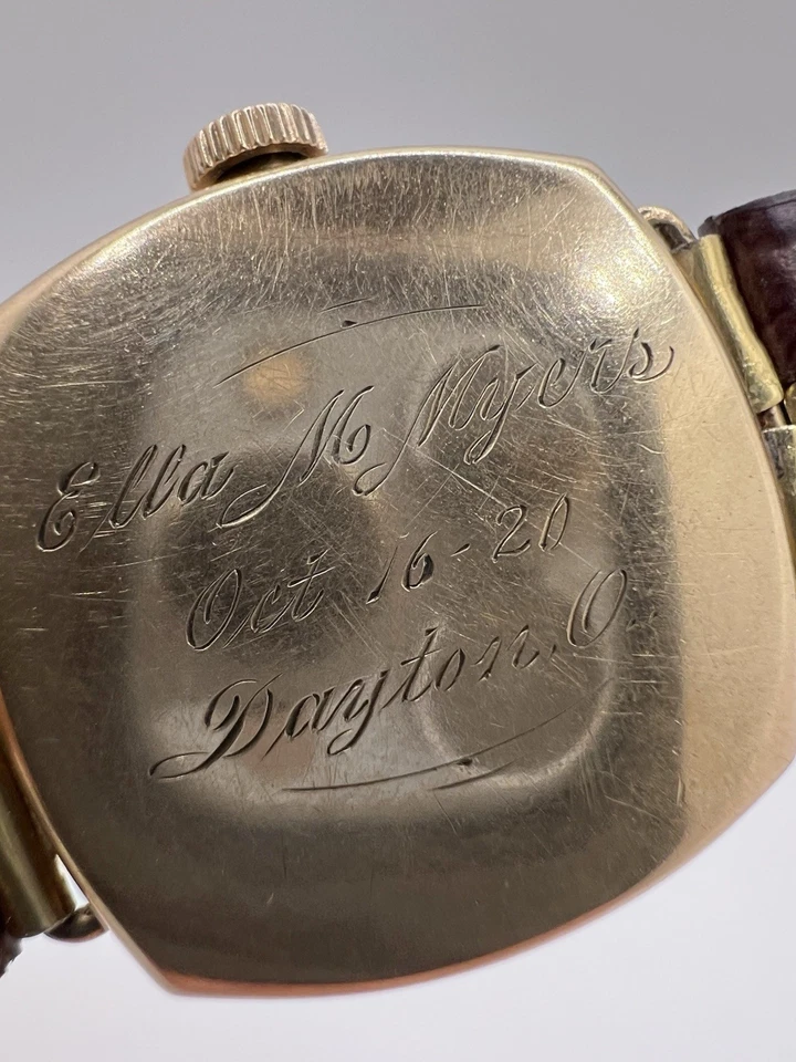 Vintage Unique 1920’s Elgin Gold Plated Watch Engraving Ella M Myers 10/16/1920 - Image 2 of 4