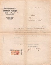 1916   RAFFINERIE DE SUCRE LEBAUDY FRERES A PARIS  - M. VALADIE A DURAVEL