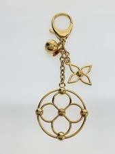 LOUIS VUITTON M67931 Key Chain Ring Bloomy Monogram Flower Gold Bag Charm Auth