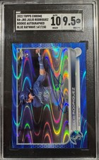 2022 Topps Chrome Rookie Auto Julio Rodriguez #RA-JRO Blue RayWave /150 (RC,AU)