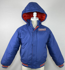 New York Giants Puffer NFL Reebok Hoodie Full Zip Blue Jacket Med 10-12