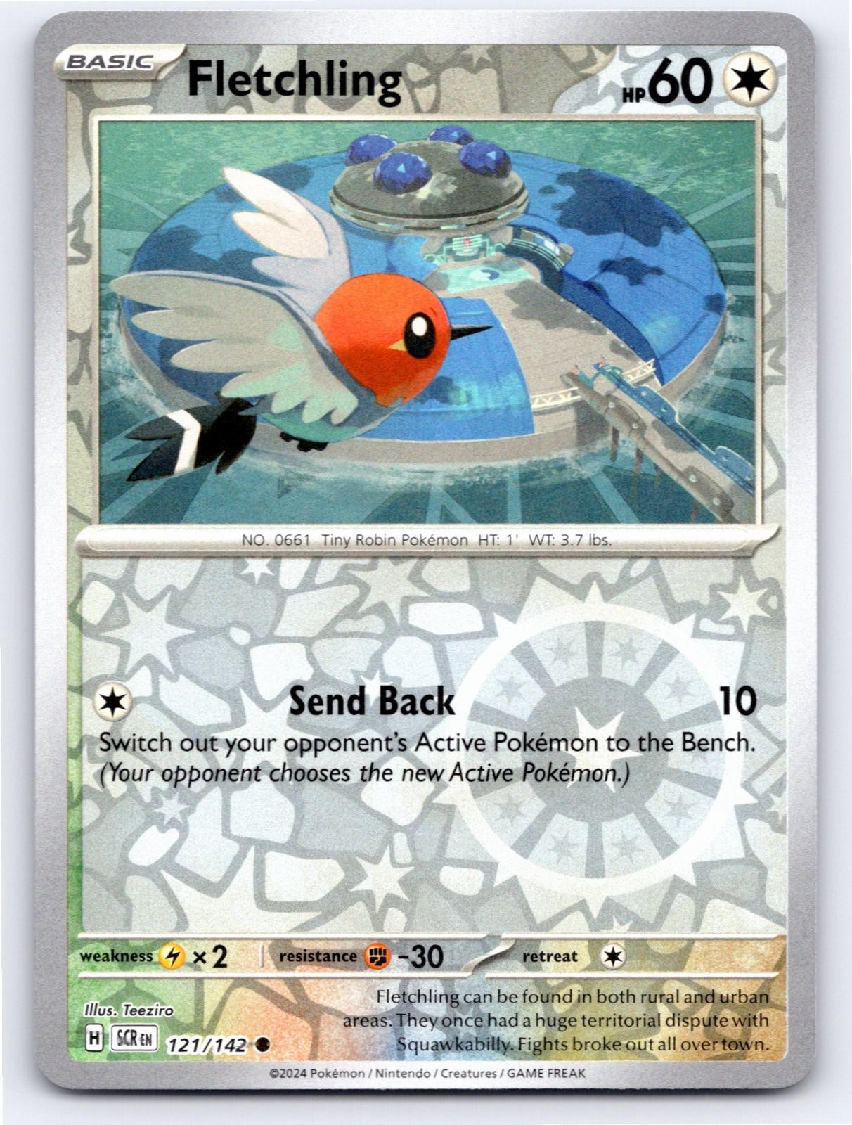 POKEMON FLETCHLING STELLAR CROWN 121/142 REVERSE HOLO COMMON NM A1914 FREE S&H