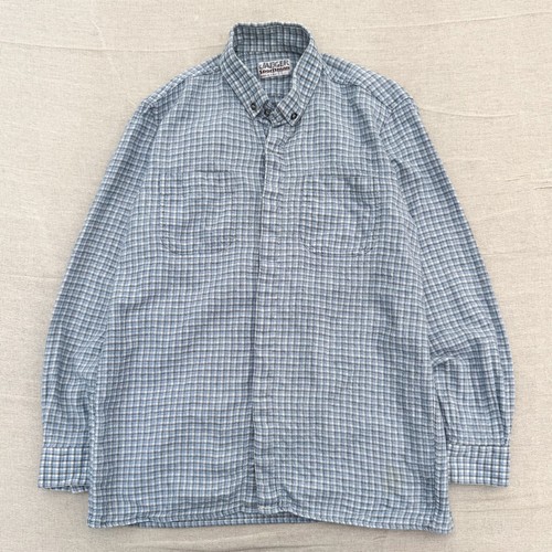 Jaeger, Vintage 80s Jaeger Sportsman Brushed Wool Blend Flannel Check Shirt Blue Fits M