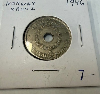 NORWAY 1946 ''1 KRONE''  Extra Nice Coin